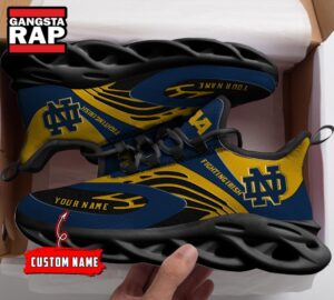 NCAA Notre Dame Fighting Irish Sport Logo Team Custom Name Air Max Shoes Air Cushion Sneakers