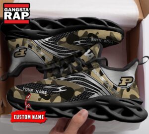NCAA Purdue Boilermakers Sport Logo Team Custom Name Air Max Shoes Air Cushion Sneakers
