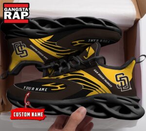 NCAA San Diego Padres Sport Logo Team Custom Name Air Max Shoes Air Cushion Sneakers