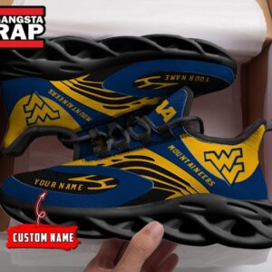 NCAA West Virginia ountaineers Sport Logo Team Custom Name Air Max Shoes Air Cushion Sneakers