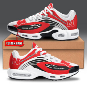 Nebraska Cornhuskers Personalized Name Team Logo Mix Colors Wave Line Air Max Shoes Air Cushion Sneakers