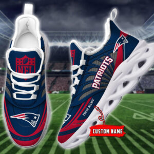 New England Patriots Black Max Soul Shoes 2025 Versions Custom Name 637