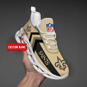 New Orleans Saints Black Max Soul Shoes 2025 Versions Custom Name 638