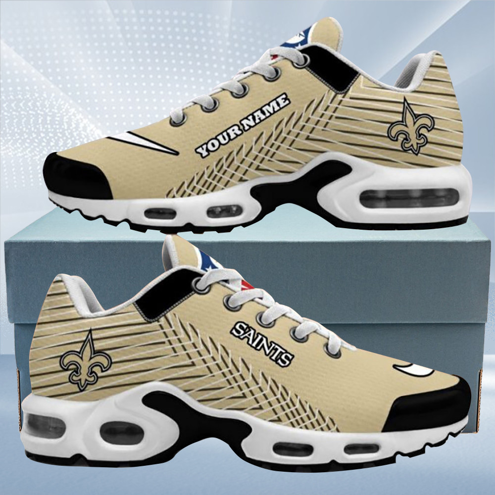 New Orleans Saints Custom Name Cream Air Max Shoes Air Cushion Sneakers 1 New Orleans Saints Custom Name Cream Air Max Shoes Air Cushion Sneakers