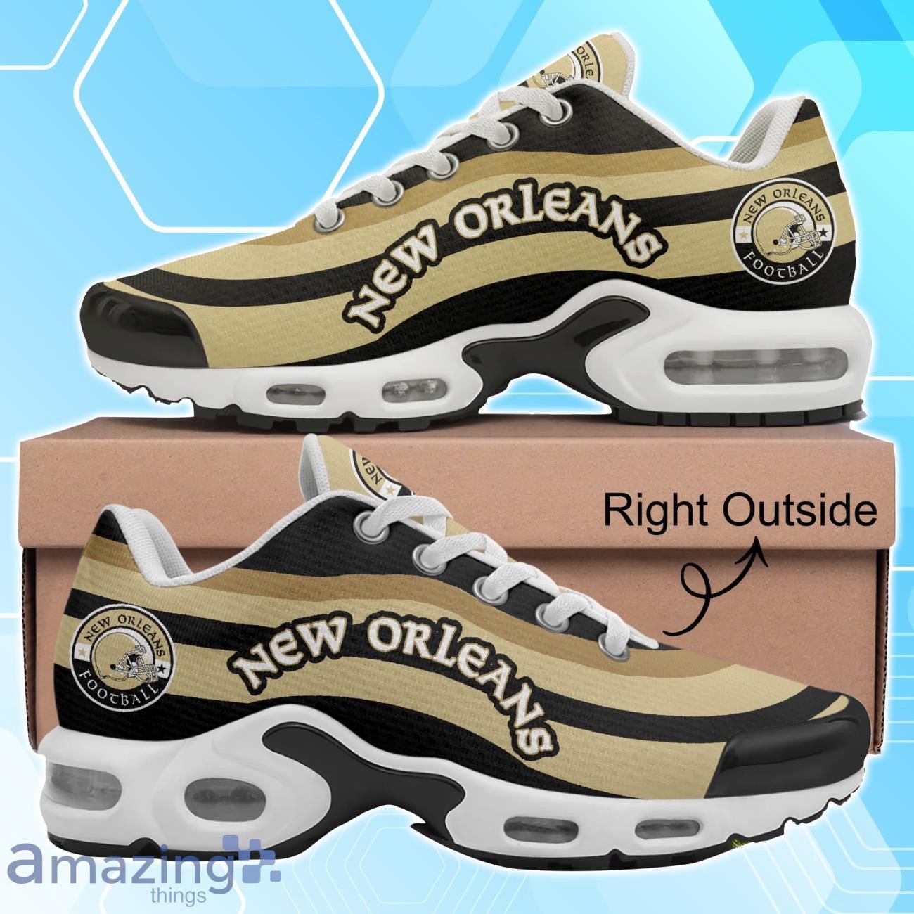 New Orleans Saints Football Team Logo Colors Waves Air Max Shoes Air Cushion Sneakers 1 New Orleans Saints Football Team Logo Colors Waves Air Max Shoes Air Cushion Sneakers