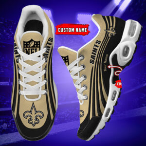 New Orleans Saints Personalized Name Team Colors Wave Lines Air Max Shoes Air Cushion Sneakers
