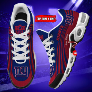 New York Giants Personalized Name Team Colors Wave Lines Air Max Shoes Air Cushion Sneakers