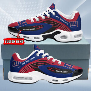 New York Giants Personalized Name Team Logo Mix Colors Wave Line Air Max Shoes Air Cushion Sneakers
