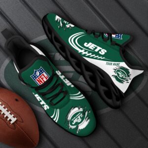 New York Jets Black Max Soul Shoes 2025 Versions Custom Name 003