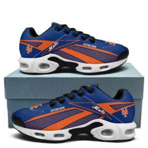 New York Mets Personalized Name Team Colors Supersonic Line Pattern Shoes Air Cushion Sneakers
