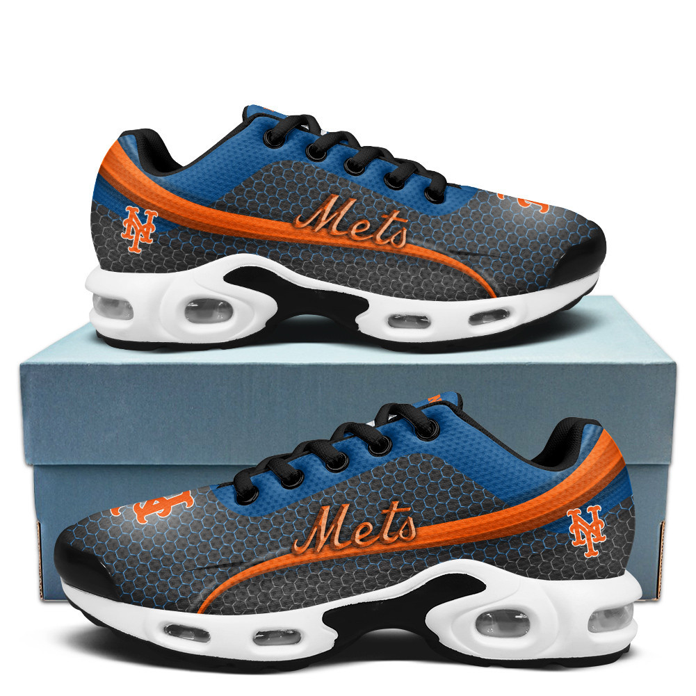 New York Mets Personalized Name Team Colors Wave Line Beehive Pattern Air Max Shoes Air Cushion Sneakers 1 New York Mets Personalized Name Team Colors Wave Line Beehive Pattern Air Max Shoes Air Cushion Sneakers