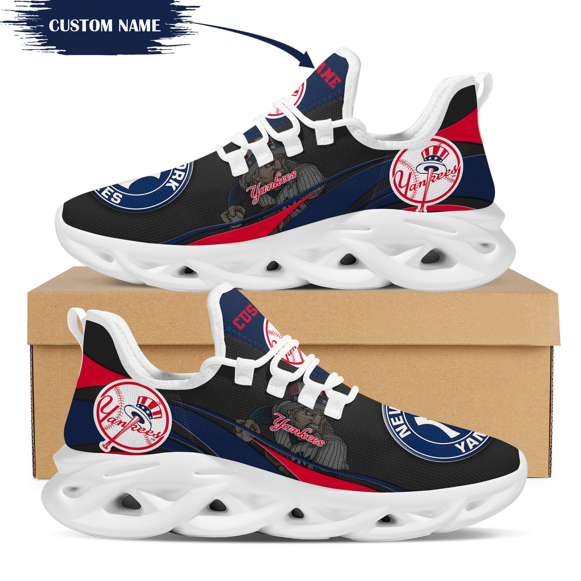 New York Yankees Mascot Custom Name Personalized Max Soul Sneakers Running Sports 1 New York Yankees Mascot Custom Name Personalized Max Soul Sneakers Running Sports