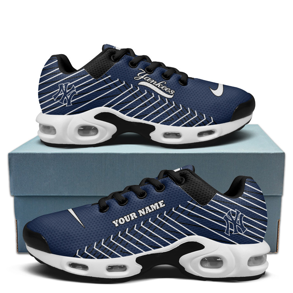 New York Yankees Personalized Name Team Colors Jagged Lines Air Max Shoes Air Cushion Sneakers 1 New York Yankees Personalized Name Team Colors Jagged Lines Air Max Shoes Air Cushion Sneakers