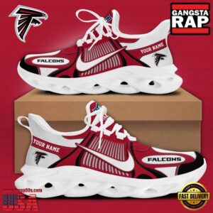 Personalized National Football League Atlanta Falcons Blue White Stripes Logo Clunky Air Max Shoes Air Cushion Sneakers