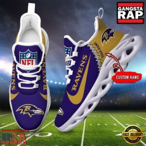 Personalized National Football League Baltimore Ravens Name Air Max Shoes Air Cushion Sneakers