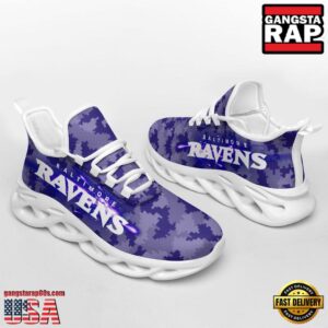 National Football League Baltimore Ravens Knitted Camouflage Sport Team Air Max Shoes Air Cushion Sneakers