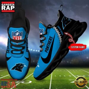 National Football League Custom Name Carolina Panthers Football Team Design Max Soul Running Sneakers Shoes