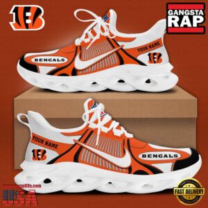Personalized National Football League Cincinnati Bengals Blue White Stripes Logo Clunky Air Max Shoes Air Cushion Sneakers