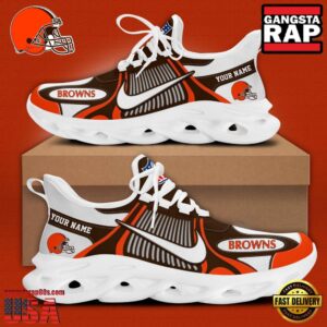 Personalized National Football League Cleveland Browns Blue White Stripes Logo Clunky Air Max Shoes Air Cushion Sneakers