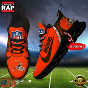 National Football League Custom Name Cleveland Browns Football Team Design Max Soul Running Sneakers Shoes