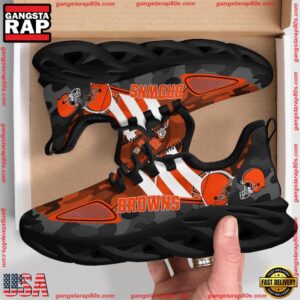 National Football League Cleveland Browns Military Camouflage Air Max Shoes Air Cushion Sneakers Running Sneakers
