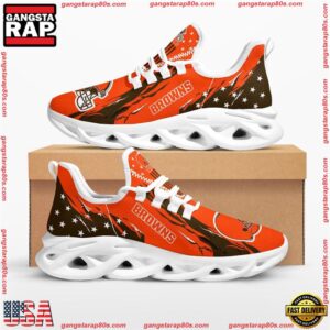 National Football League Cleveland Browns Stars and Stripes Air Max Shoes Air Cushion Sneakers Running Sneakers