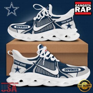 Personalized National Football League Dallas Cowboys Blue White Stripes Logo Clunky Air Max Shoes Air Cushion Sneakers