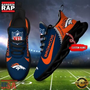 National Football League Custom Name Denver Broncos Football Team Design Max Soul Running Sneakers Shoes