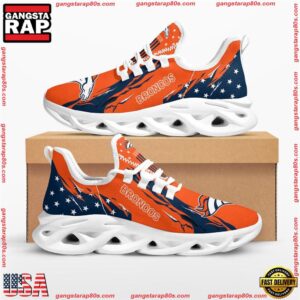 National Football League Denver Broncos Stars and Stripes Air Max Shoes Air Cushion Sneakers Running Sneakers