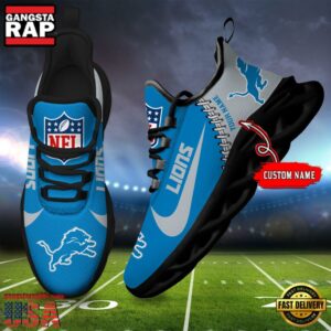 National Football League Custom Name Detroit Lions Football Team Design Max Soul Running Sneakers Shoes
