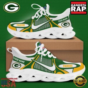 Personalized National Football League Green Bay Packers Blue White Stripes Logo Clunky Air Max Shoes Air Cushion Sneakers