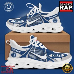 Personalized National Football League Indianapolis Colts Blue White Stripes Logo Clunky Air Max Shoes Air Cushion Sneakers