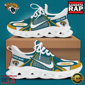 Personalized National Football League Jacksonville Jaguars Blue White Stripes Logo Clunky Air Max Shoes Air Cushion Sneakers