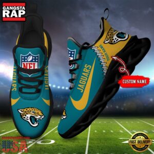 National Football League Custom Name Jacksonville Jaguars Football Team Design Max Soul Running Sneakers Shoes
