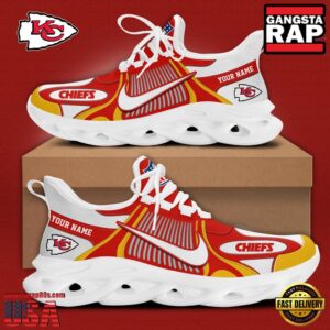 Personalized National Football League Kansas City Chiefs Blue White Stripes Logo Clunky Air Max Shoes Air Cushion Sneakers
