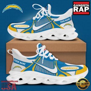 Personalized National Football League Los Angeles Chargers Blue White Stripes Logo Clunky Air Max Shoes Air Cushion Sneakers