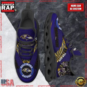 National Football League Custom Name Baltimore Ravens Air Max Shoes Air Cushion Sneakers