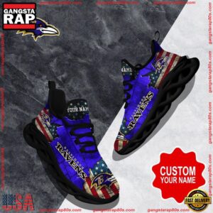 National Football League Custom Name Baltimore Ravens Air Max Shoes Air Cushion Sneakers