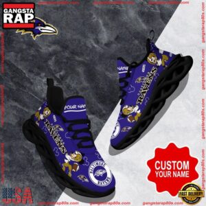 National Football League Custom Name Baltimore Ravens Christmas Air Max Shoes Air Cushion Sneakers