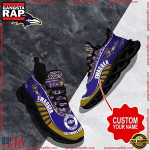 National Football League Custom Name Baltimore Ravens Sport Football Air Max Shoes Air Cushion Sneakers