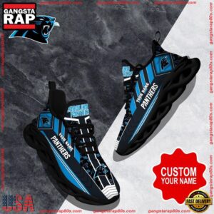 National Football League Custom Name Carolina Panthers Logo Air Max Shoes Air Cushion Sneakers