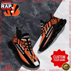 National Football League Custom Name Cincinnati Bengals Logo Air Max Shoes Air Cushion Sneakers