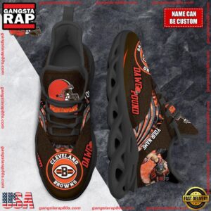 National Football League Custom Name Cleveland Browns Air Max Shoes Air Cushion Sneakers