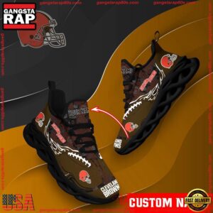 National Football League Custom Name Cleveland Browns Air Max Shoes Air Cushion Sneakers