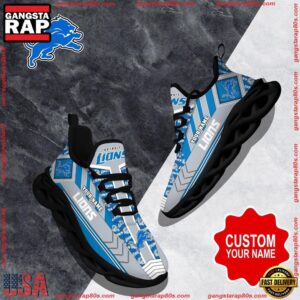 National Football League Custom Name Detroit Lions Logo Air Max Shoes Air Cushion Sneakers