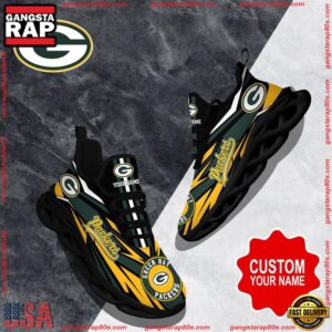 National Football League Custom Name Green Bay Packers Football Air Max Shoes Air Cushion Sneakers