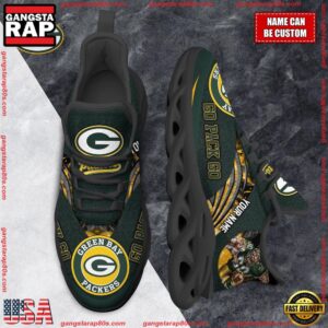 National Football League Custom Name Green Bay Packers Air Max Shoes Air Cushion Sneakers