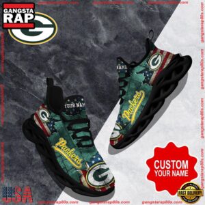 National Football League Custom Name Green Bay Packers Air Max Shoes Air Cushion Sneakers