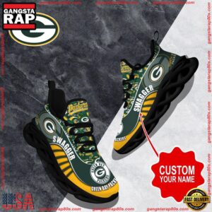 National Football League Custom Name Green Bay Packers Sport Football Air Max Shoes Air Cushion Sneakers