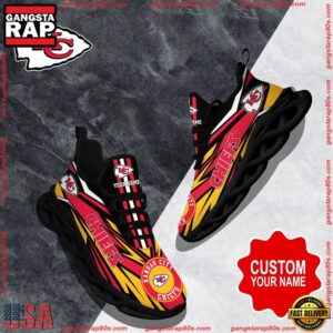 National Football League Custom Name Kansas City Chiefs Football Air Max Shoes Air Cushion Sneakers